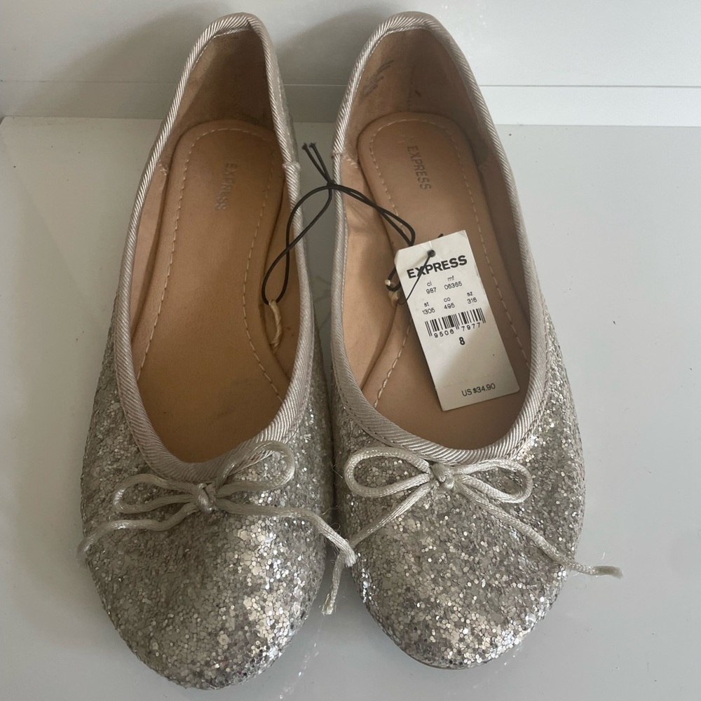Express Sparkling Silver Flats
